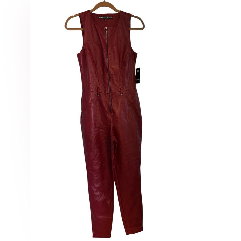 NWT Guess Red Faux-Leather Jumpsuit sz 2